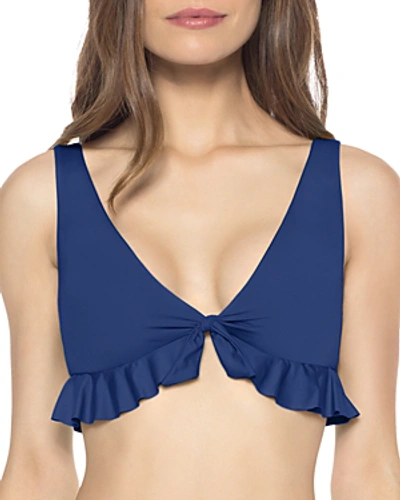 Shop Isabella Rose Double Take Ruffled Bralette Bikini Top In Navy