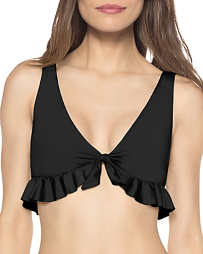 Shop Isabella Rose Double Take Ruffled Bralette Bikini Top In Black