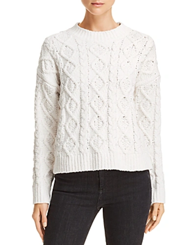 Shop Honey Punch Chenille Cable Knit Sweater In White