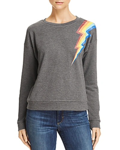 Shop Honey Punch Rainbow Lightning Bolt Sweatshirt In Charcoal