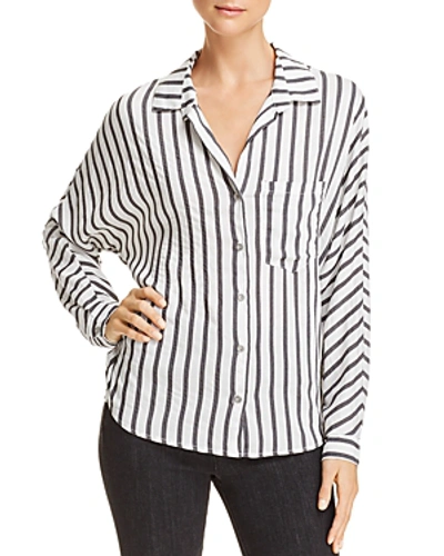 Shop Bella Dahl Striped Button Back Shirt In Black/white