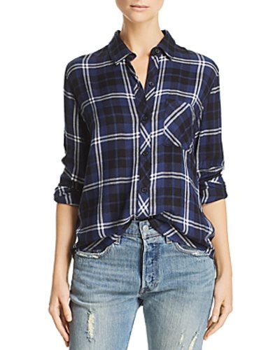 Shop Rails Hunter Metallic Plaid Shirt In Navy Almond Tinsel