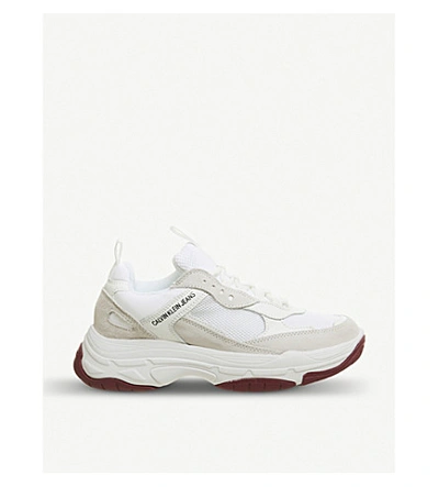 Calvin Klein Maya Suede And Mesh Trainers In White | ModeSens