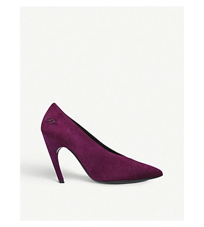 Shop Roger Vivier Choc Real V Rv Suede Pumps In Purple