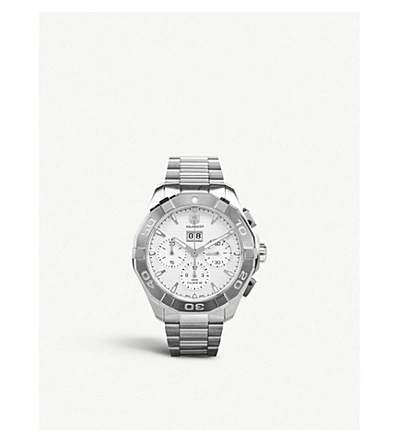 Shop Tag Heuer Cay211yba0926 Aquaracer Fine-brushed Automatic Chronograph Watch