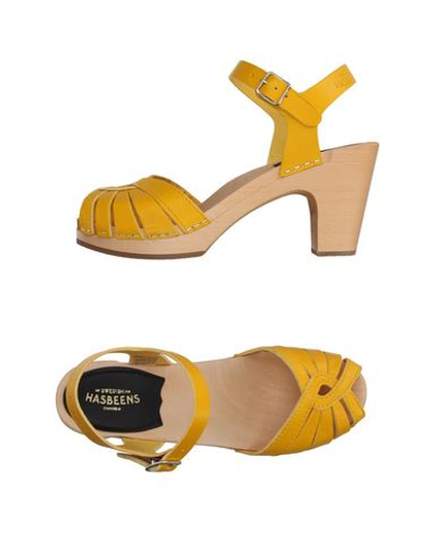 Shop Swedish Hasbeens Sandals In Yellow