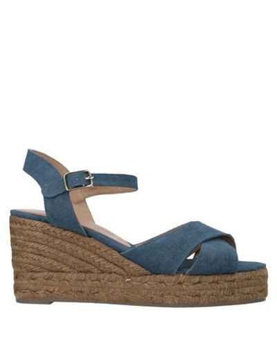 Shop Castaã±er Sandals In Slate Blue