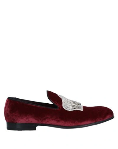 Shop Dolce & Gabbana Woman Loafers Burgundy Size 5 Viscose, Silk In Red