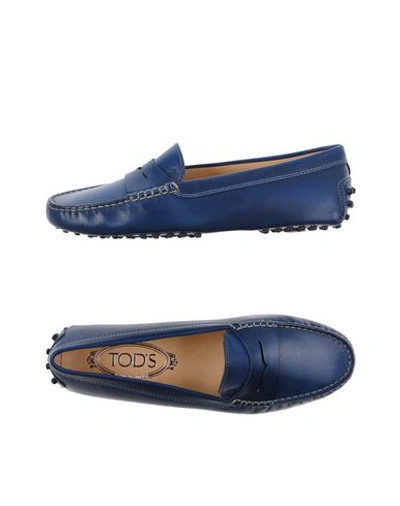 Shop Tod's Woman Loafers Midnight Blue Size 5.5 Calfskin