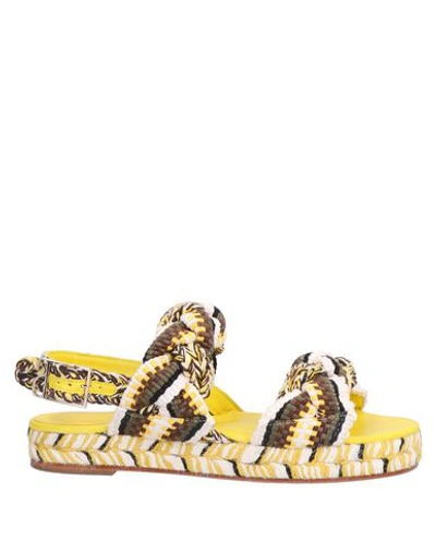 Shop Antolina Paris Woman Sandals Yellow Size 7 Textile Fibers