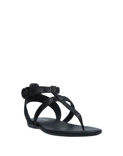 Shop Hogan Woman Thong Sandal Black Size 6.5 Soft Leather