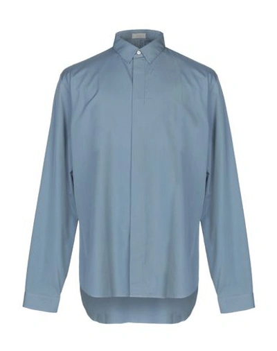 Shop Dior Solid Color Shirt In Slate Blue