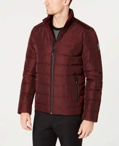 Shop Kenneth Cole Men's Quilted Puffer Coat In Burgundy Red