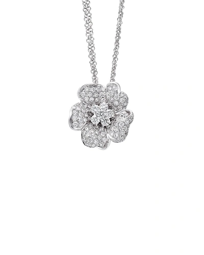 Shop Leo Pizzo Iconic Flower 18k White Diamond Pendant
