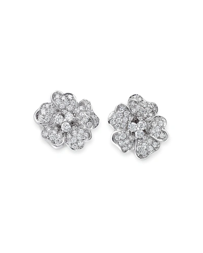 Shop Leo Pizzo Iconic Flower 18k White Gold Diamond Earrings