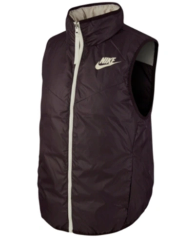 Shop Nike Sportswear Windrunner Reversible Sleeveless Down Vest In Desert Sand/burgundy