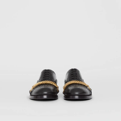 Shop Burberry Link Detail Leather Brogues In Black
