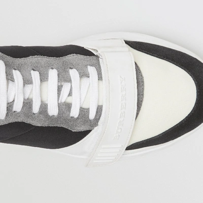 Shop Burberry Suede, Neoprene And Leather Sneakers In Black