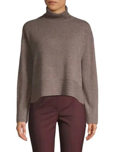 Shop Inhabit Turtleneck Wool & Cashmere Sweater In Mushroom