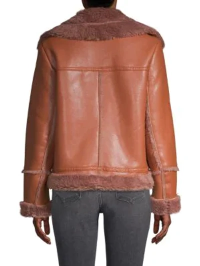 Shop Bagatelle Faux Fur-trim Faux Leather Jacket In Flamingo Multi