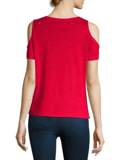 Shop Generation Love Julie Linen Cold-shoulder Top In Red
