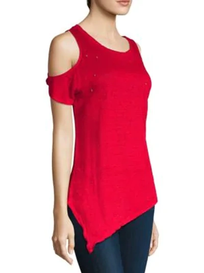 Shop Generation Love Julie Linen Cold-shoulder Top In Red
