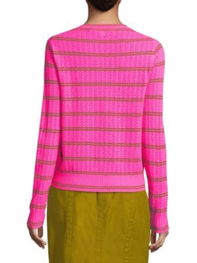 Shop Marc Jacobs Striped Cashmere Cardigan In Pink