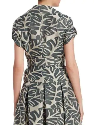 Shop Akris Punto Tropical Leaves Jacquard Top In Green