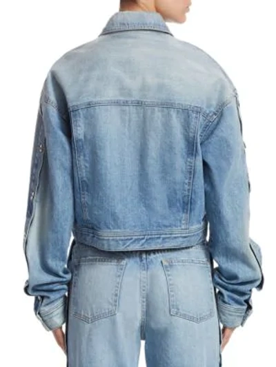 Shop Jonathan Simkhai Cropped Denim Jacket In Vintage Indigo