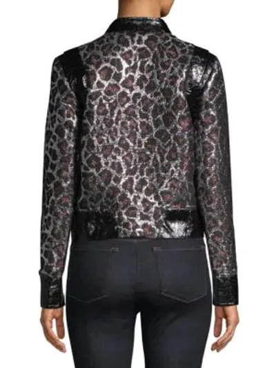 Shop The Mighty Company Metallic Leopard Jacket In Brown Multi