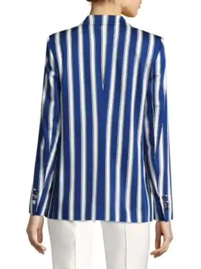 Shop Escada Cabana Stripe Blazer In Blue White