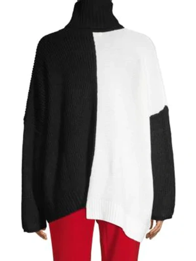 Shop Avantlook Two-tone Oversized Turtleneck Sweater In Black White