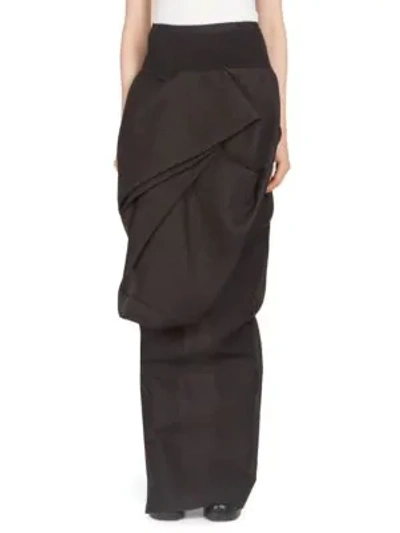Shop Rick Owens Long Twist-front Skirt In Black