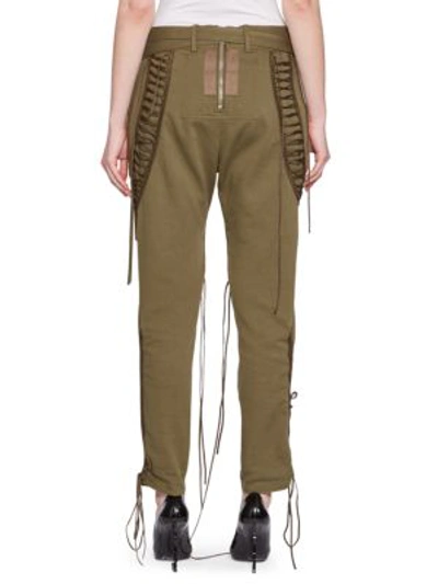 Shop Saint Laurent Belted Lace-up Army Pants In Khaki