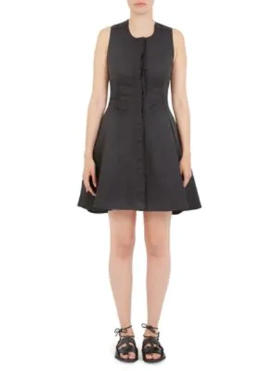 Shop Carven Twisted Open-back Fit-and-flare Dress In Noir