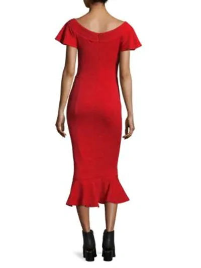 Shop Opening Ceremony Medallion Jacquard Flounce Dress In Jewel Red