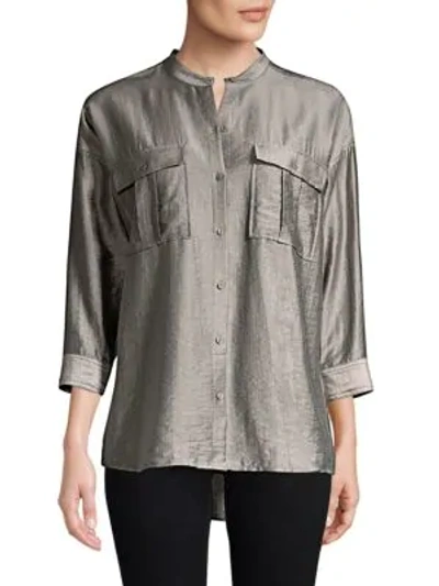 Shop Joie Lidelle Cotton Blouse In Grey