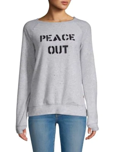 Shop Peace Love World Classic Printed Sweatshirt In Heather Grey