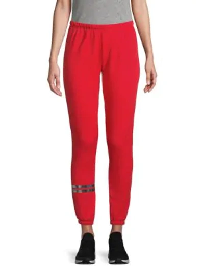 Shop Wildfox Metallic Striped Sweatpants In Red