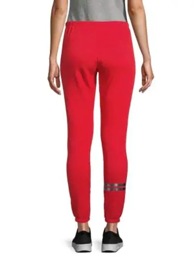 Shop Wildfox Metallic Striped Sweatpants In Red