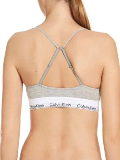 Shop Calvin Klein Modern Cotton Skinny Strap Bralette In Grey