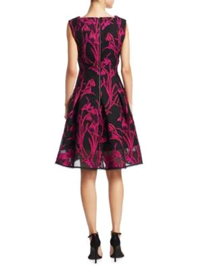 Shop Talbot Runhof Floral Fit-and-flare Dress In Begonia