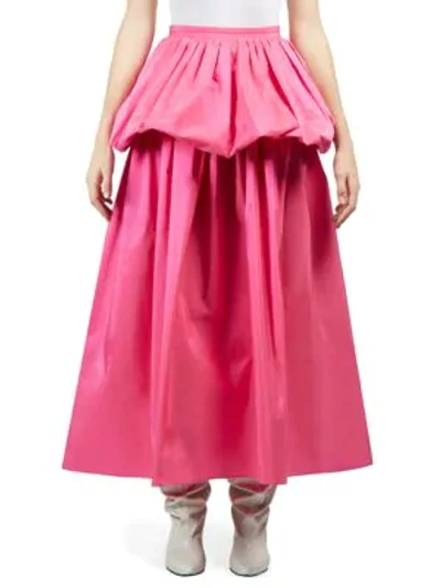 Shop Stella Mccartney Taffeta Ruffle Maxi Skirt In Bright Pink