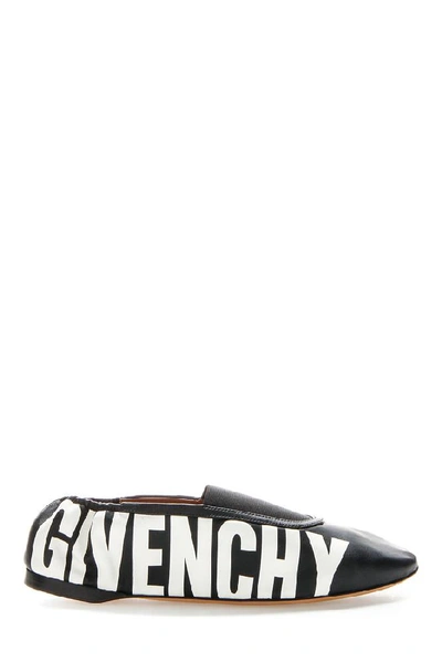 Shop Givenchy Printed Leather Slippers In Black