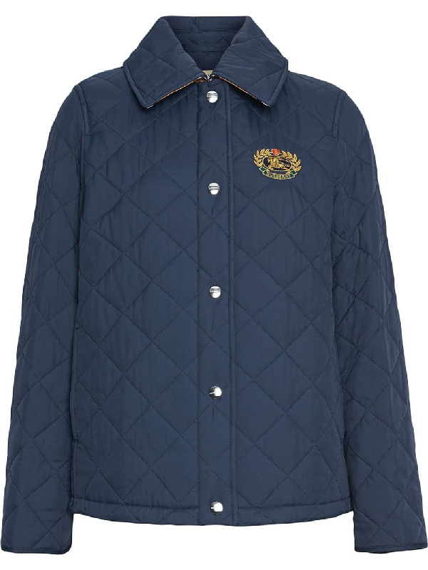 burberry embroidered crest diamond quilted jacket