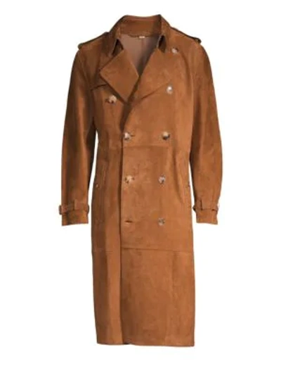 Shop Burberry Heritage Refresh Suede Jacket In Sepia Brown