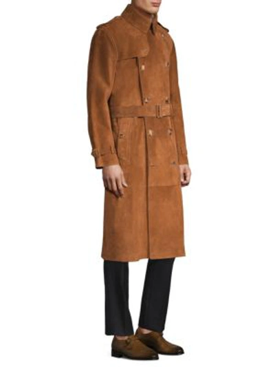 Shop Burberry Heritage Refresh Suede Jacket In Sepia Brown
