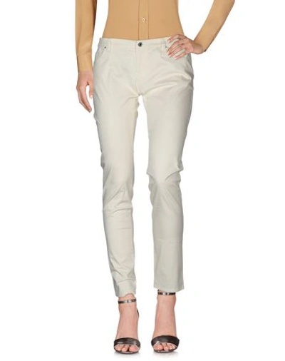 Shop Armani Jeans Casual Pants In Ivory