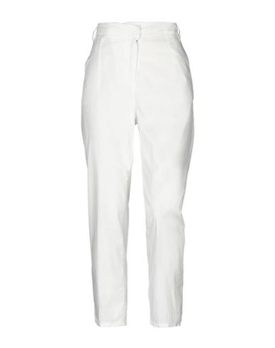 Shop Manila Grace Woman Pants White Size 4 Cotton, Elastane