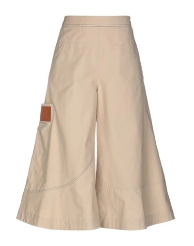 Shop Loewe Woman Cropped Pants Beige Size 6 Cotton